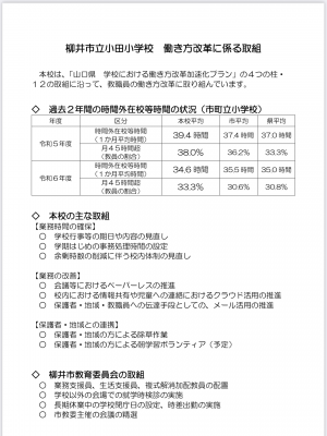 小田小働き方改革に係る取組