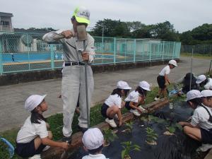 支柱を立てる地域の方