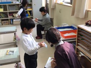 九九を聞いてもらうところ