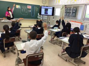 子どもたちが手を挙げているところ