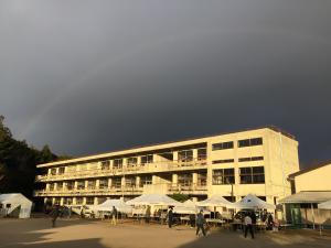 準備の時に現れた虹